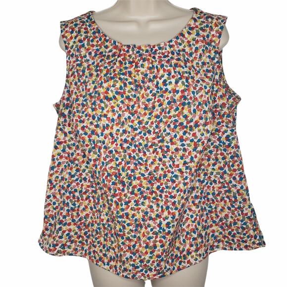 Talbots Woman Plus Size Sleeveless Multicolor Leaf Print Top 0X - Picture 1 of 6